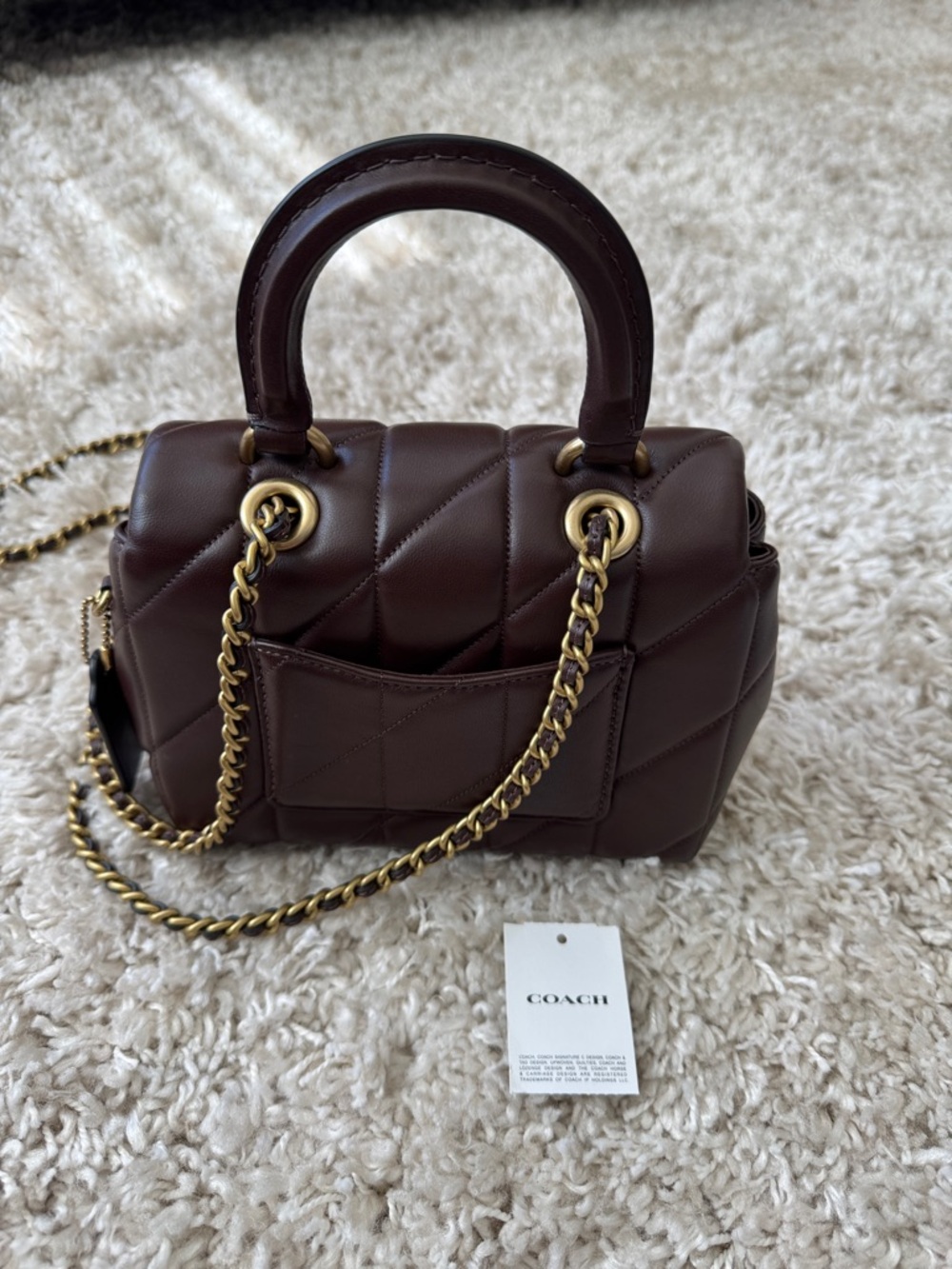 Coach Quilted Tabby Top Handle small Crossbody in Maple with Gold Hardware - Picture 4 of 13